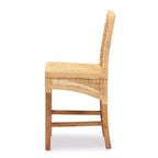 bali & pari Tabouret de bar hauteur comptoir en rotin et bois Moscou Noyer/Naturel : Style bohème, cadre en manguier, aucun assemblage requis