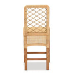bali & pari Tabouret de bar hauteur comptoir en rotin et bois Moscou Noyer/Naturel : Style bohème, cadre en manguier, aucun assemblage requis