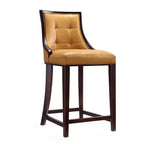 Manhattan Comfort Lot de 2 tabourets de bar rembourrés en bois de hêtre Fifth Ave, hauteur comptoir, Camel : Similicuir, aucun assemblage requis