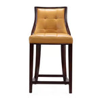 Manhattan Comfort Lot de 2 tabourets de bar rembourrés en bois de hêtre Fifth Ave, hauteur comptoir, Camel : Similicuir, aucun assemblage requis