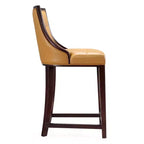 Manhattan Comfort Lot de 2 tabourets de bar rembourrés en bois de hêtre Fifth Ave, hauteur comptoir, Camel : Similicuir, aucun assemblage requis