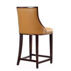 Manhattan Comfort Lot de 2 tabourets de bar rembourrés en bois de hêtre Fifth Ave, hauteur comptoir, Camel : Similicuir, aucun assemblage requis