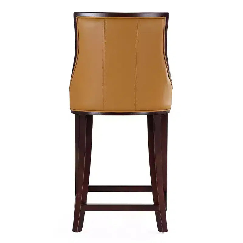 Manhattan Comfort Lot de 2 tabourets de bar rembourrés en bois de hêtre Fifth Ave, hauteur comptoir, Camel : Similicuir, aucun assemblage requis