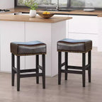 Lot de 2 tabourets de bar à hauteur de comptoir Lissette marron - Christopher Knight Home : Cuir reconstitué, clous en bronze, cadre en hévéa
