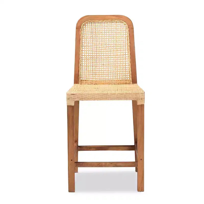 Tabouret de bar hauteur comptoir Caspia en bois et rotin Naturel/Noyer - bali & pari