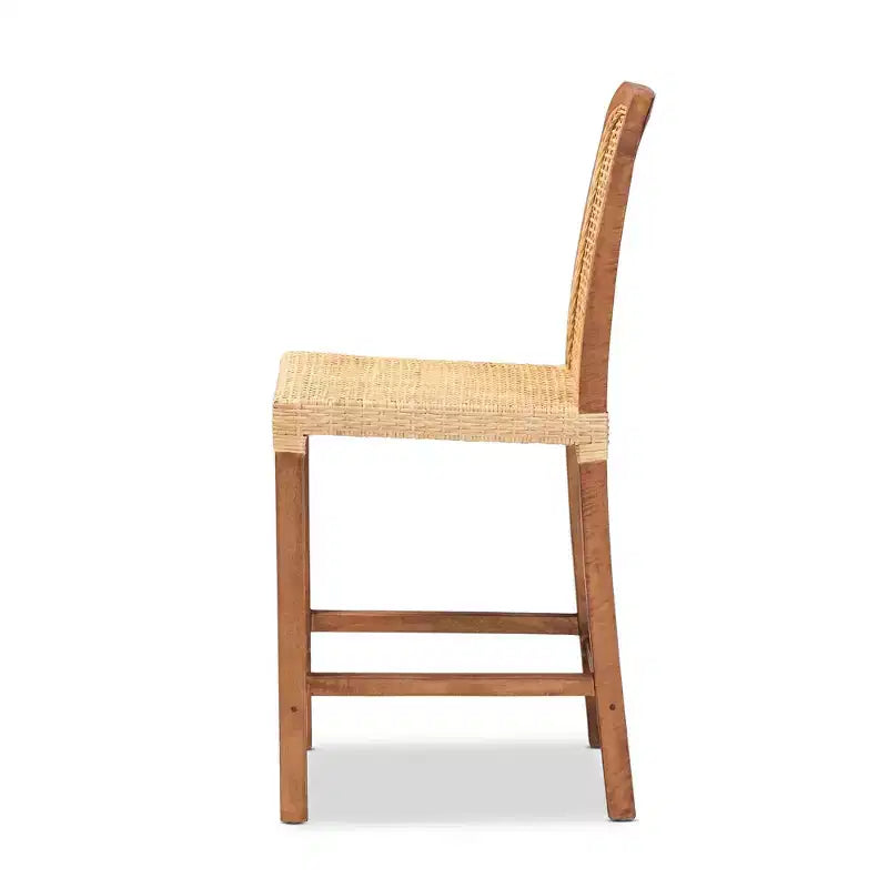 Tabouret de bar hauteur comptoir Caspia en bois et rotin Naturel/Noyer - bali & pari