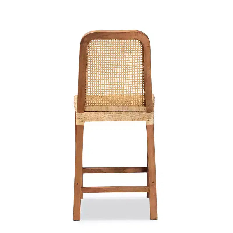 Tabouret de bar hauteur comptoir Caspia en bois et rotin Naturel/Noyer - bali & pari