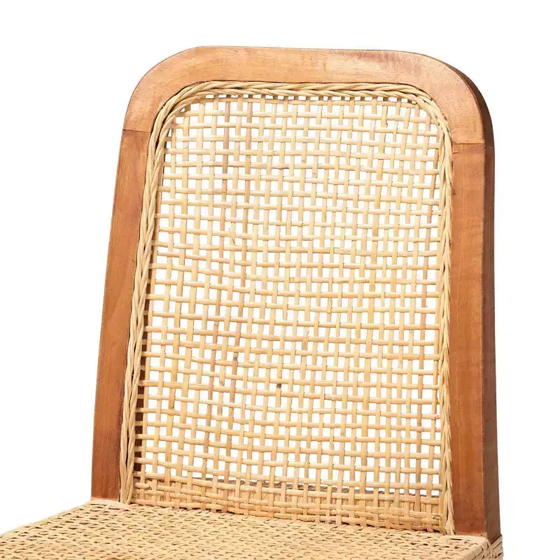 Tabouret de bar hauteur comptoir Caspia en bois et rotin Naturel/Noyer - bali & pari