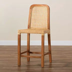 Tabouret de bar hauteur comptoir Caspia en bois et rotin Naturel/Noyer - bali & pari