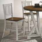 HOMES: Inside + Out Lot de 2 chaises hautes Naxti rustiques Chêne clair/Blanc antique : Style ferme, Structure en bois d'hévéa