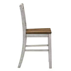 HOMES: Inside + Out Lot de 2 chaises hautes Naxti rustiques Chêne clair/Blanc antique : Style ferme, Structure en bois d'hévéa