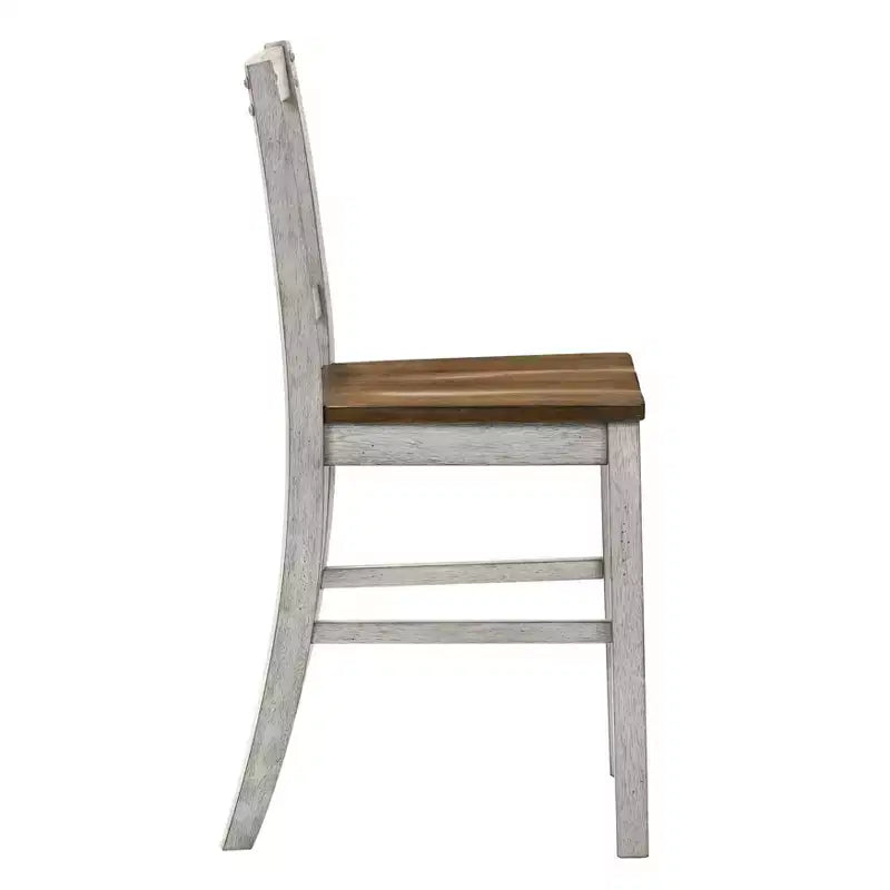HOMES: Inside + Out Lot de 2 chaises hautes Naxti rustiques Chêne clair/Blanc antique : Style ferme, Structure en bois d'hévéa