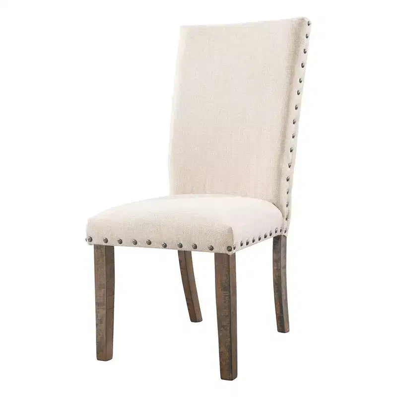Ensemble de chaises d'appoint rembourrées Dex Crème/Noyer Fumé – Picket House Furnishings : Clous décoratifs, charme rustique, sièges en mousse