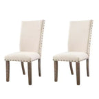 Ensemble de chaises d'appoint rembourrées Dex Crème/Noyer Fumé – Picket House Furnishings : Clous décoratifs, charme rustique, sièges en mousse
