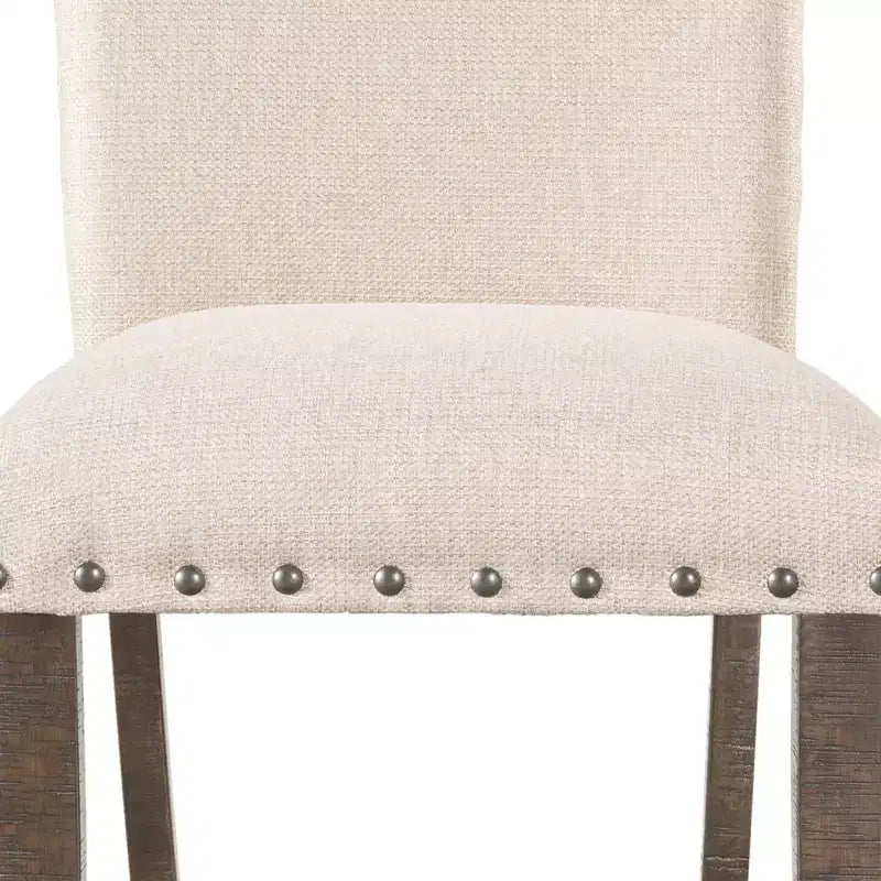 Ensemble de chaises d'appoint rembourrées Dex Crème/Noyer Fumé – Picket House Furnishings : Clous décoratifs, charme rustique, sièges en mousse