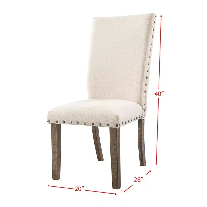 Ensemble de chaises d'appoint rembourrées Dex Crème/Noyer Fumé – Picket House Furnishings : Clous décoratifs, charme rustique, sièges en mousse