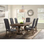 Set of 2 Hayward Tufted Tall Back Side Chair Set Walnut - Picket House Furnishings: Distressed Faux Leather, Nailhead Trim