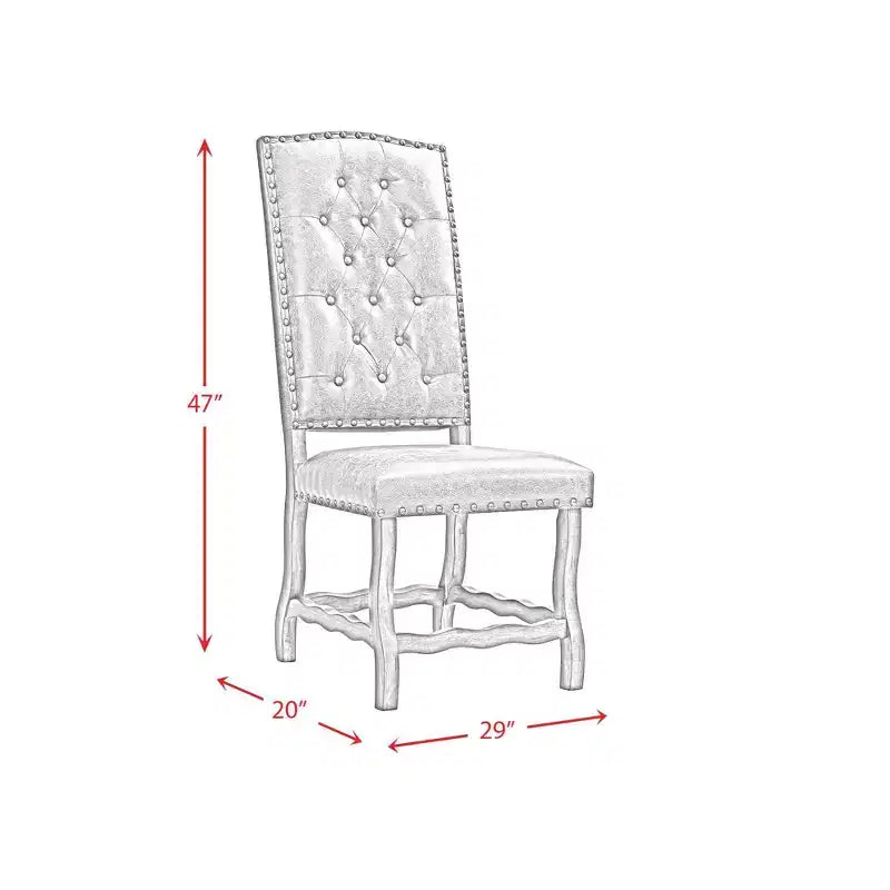 Lot de 2 chaises d'appoint hautes à dossier touffeté Hayward Noyer – Picket House Furnishings : Faux cuir vieilli, Clous décoratifs