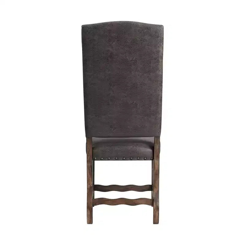 Lot de 2 chaises d'appoint hautes à dossier touffeté Hayward Noyer – Picket House Furnishings : Faux cuir vieilli, Clous décoratifs