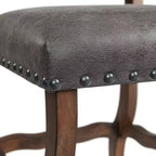 Lot de 2 chaises d'appoint hautes à dossier touffeté Hayward Noyer – Picket House Furnishings : Faux cuir vieilli, Clous décoratifs