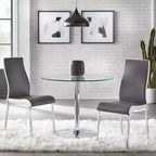 Ensemble de salle à manger 3 pièces Buylateral Nora avec table ronde sur pied moderne et chaises en similicuir gris/blanc