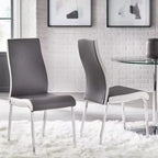 Ensemble de salle à manger 3 pièces Buylateral Nora avec table ronde sur pied moderne et chaises en similicuir gris/blanc
