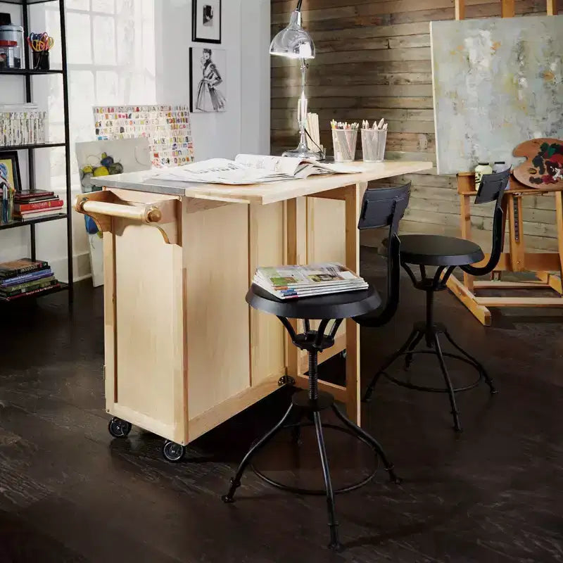 Desserte de cuisine avec dessus en acier inoxydable, coloris naturel - Home Styles : îlot roulant, rangement, design moderne