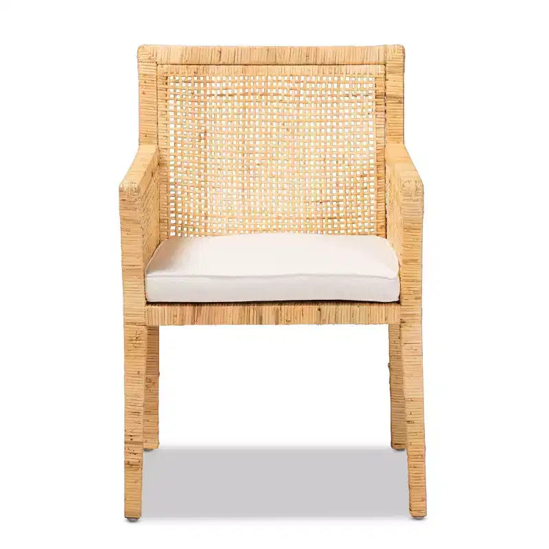 Fauteuil Karis en bois et rotin Naturel/Blanc - Bali & Paris