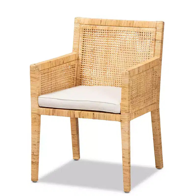 Fauteuil Karis en bois et rotin Naturel/Blanc - Bali & Paris
