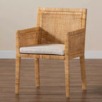 Fauteuil Karis en bois et rotin Naturel/Blanc - Bali & Paris