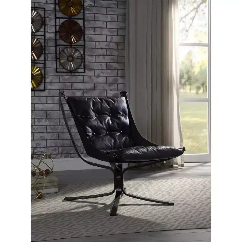 Fauteuil d'appoint en cuir pleine fleur Carney 30" bleu vintage - Acme Furniture : Structure en métal, aucun assemblage requis, garantie de 60 jours