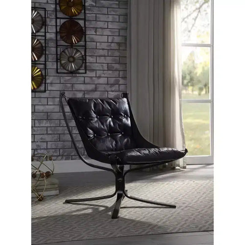 Fauteuil d'appoint en cuir pleine fleur Carney 30" bleu vintage - Acme Furniture : Structure en métal, aucun assemblage requis, garantie de 60 jours