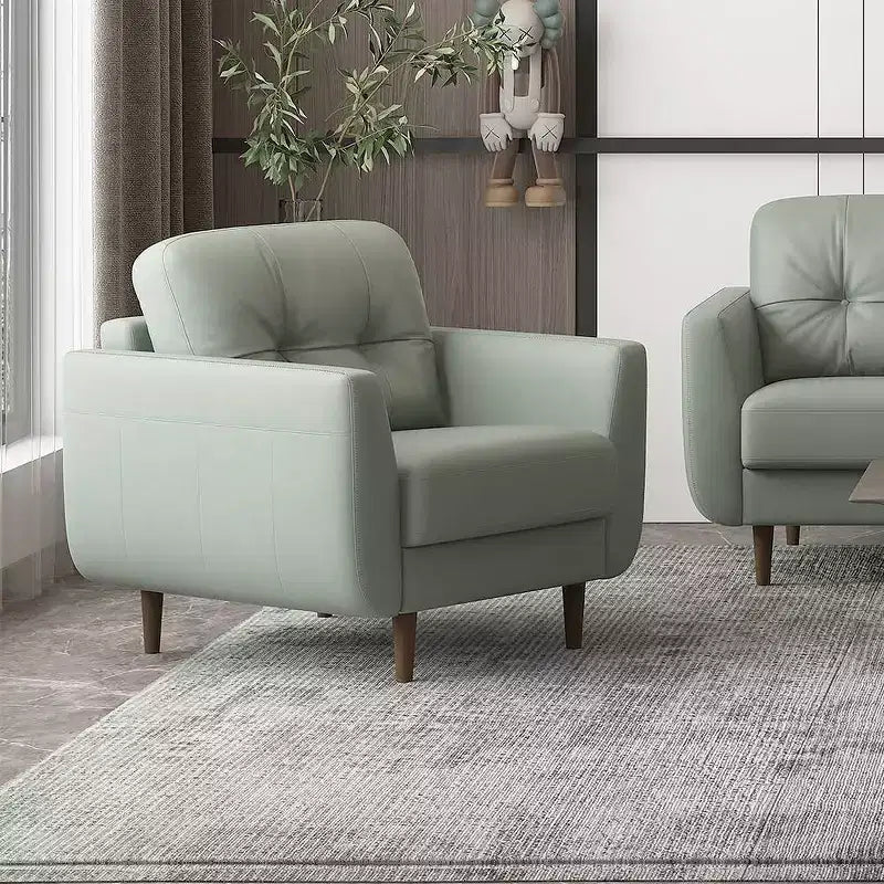 Fauteuil Radwan 35" en Cuir Vert Pesto - Acme Furniture : Boutons Touffetés, Pieds en Bois, Aucun Assemblage Requis