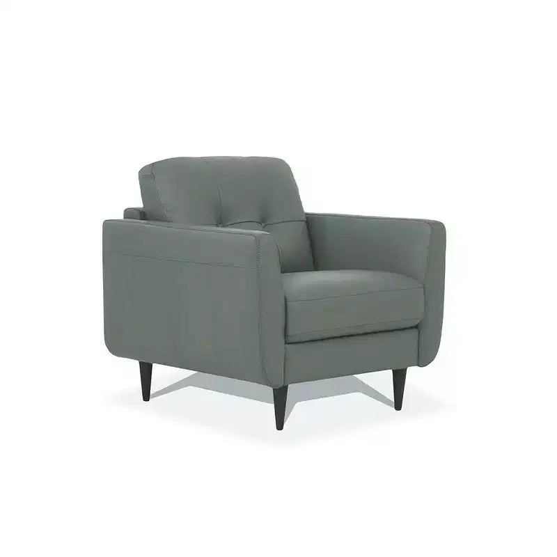 Fauteuil Radwan 35" en Cuir Vert Pesto - Acme Furniture : Boutons Touffetés, Pieds en Bois, Aucun Assemblage Requis