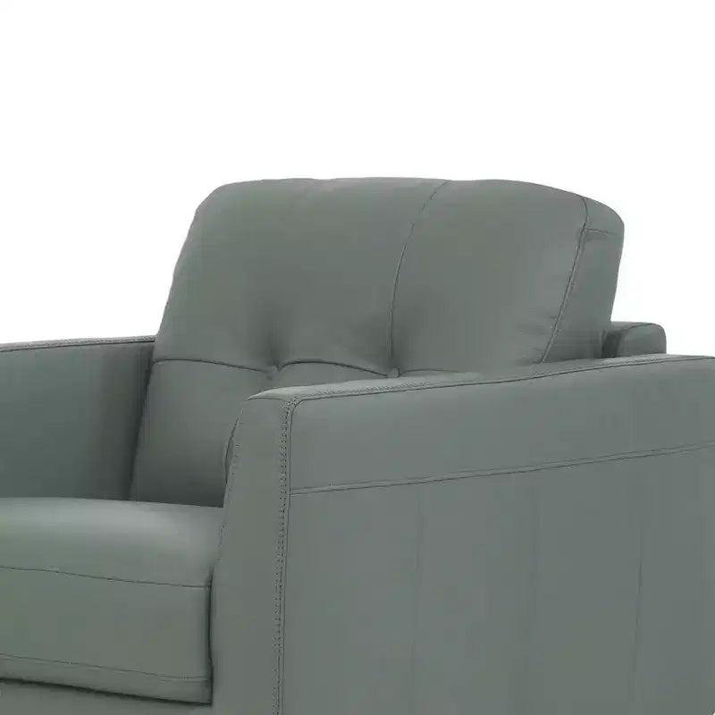 Fauteuil Radwan 35" en Cuir Vert Pesto - Acme Furniture : Boutons Touffetés, Pieds en Bois, Aucun Assemblage Requis