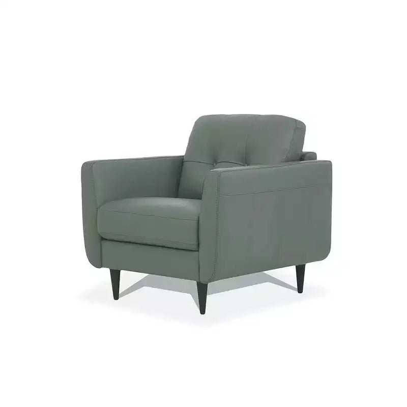 Fauteuil Radwan 35" en Cuir Vert Pesto - Acme Furniture : Boutons Touffetés, Pieds en Bois, Aucun Assemblage Requis