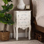 Table de chevet à 2 tiroirs Levron deux tons et bois antique noyer brun/blanc antique - Baxton Studio : Table de rangement de chevet