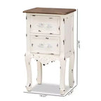 Table de chevet à 2 tiroirs Levron deux tons et bois antique noyer brun/blanc antique - Baxton Studio : Table de rangement de chevet