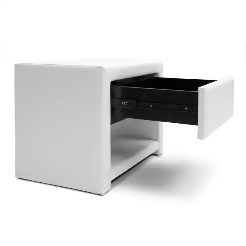 Table de chevet moderne rembourrée Massey blanche - Baxton Studio
