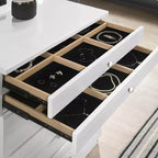HOMES: Inside + Out Commode 5 tiroirs Garneta avec tiroirs à bijoux Blanc : Commode verticale moderne, quincaillerie anti-basculement, finition brillante