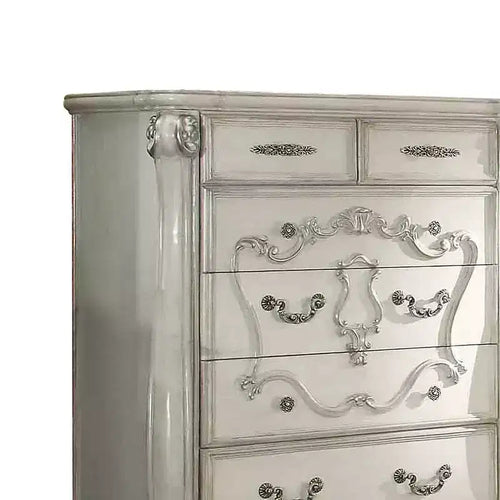 Ensembles de chambre Versailles 47" Blanc cassé - Meubles Acme : Style royal, rangement 5 tiroirs