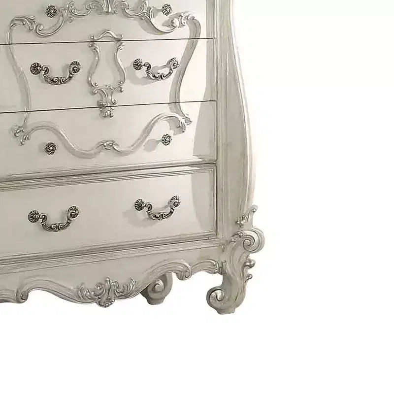 Ensembles de chambre Versailles 47" Blanc cassé - Meubles Acme : Style royal, rangement 5 tiroirs