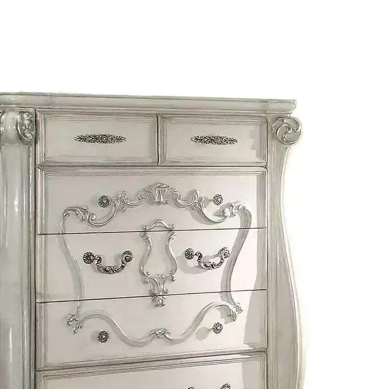 Ensembles de chambre Versailles 47" Blanc cassé - Meubles Acme : Style royal, rangement 5 tiroirs