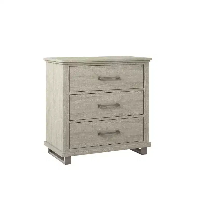 Lot de 2 tables de chevet beiges de 81 cm - Meuble d'appoint : Design moderne, 3 tiroirs, pieds en métal