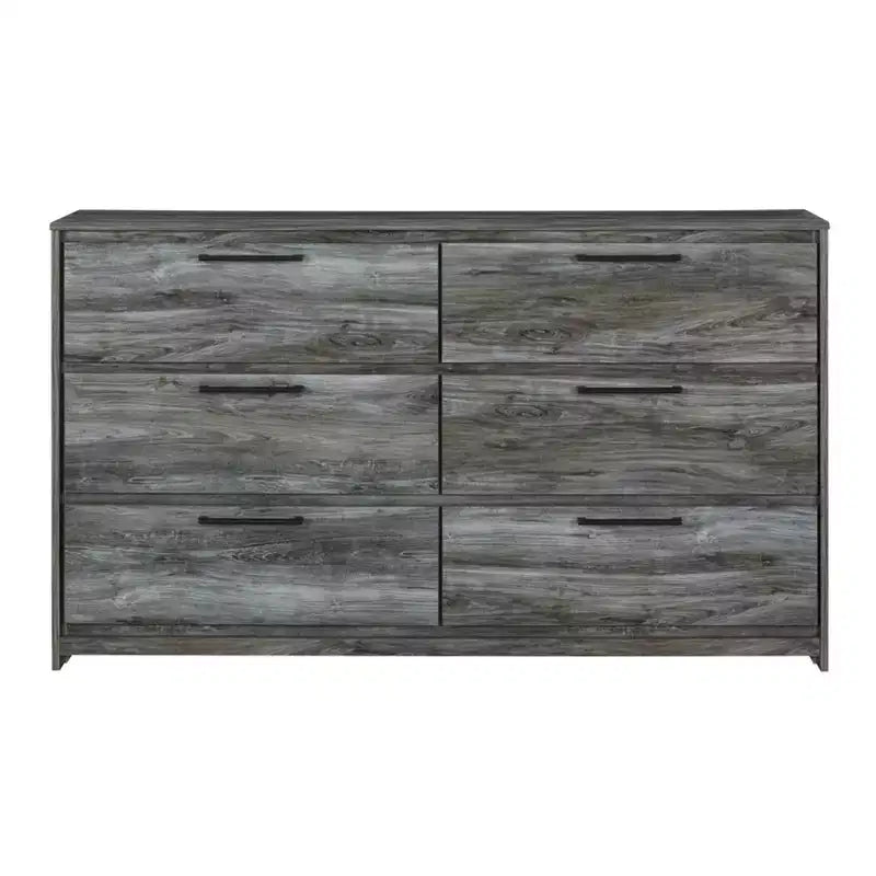Commode Baystorm Grise - Signature Design by Ashley : 6 tiroirs de rangement, poignées modernes, structure en MDF
