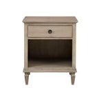 Victoria Nightstand Light Natural: French Countryside Inspired, Bronze Handle, Open Storage Space