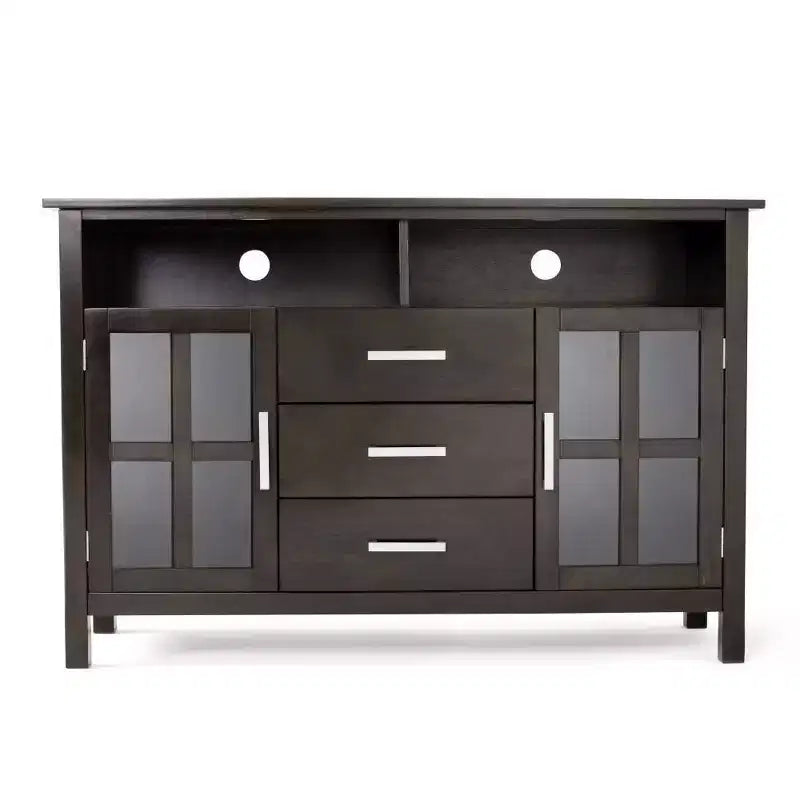 Meuble TV haut WyndenHall Waterloo pour téléviseurs jusqu'à 55", marron hickory : Moderne du milieu du siècle avec rangement, cadre en pin