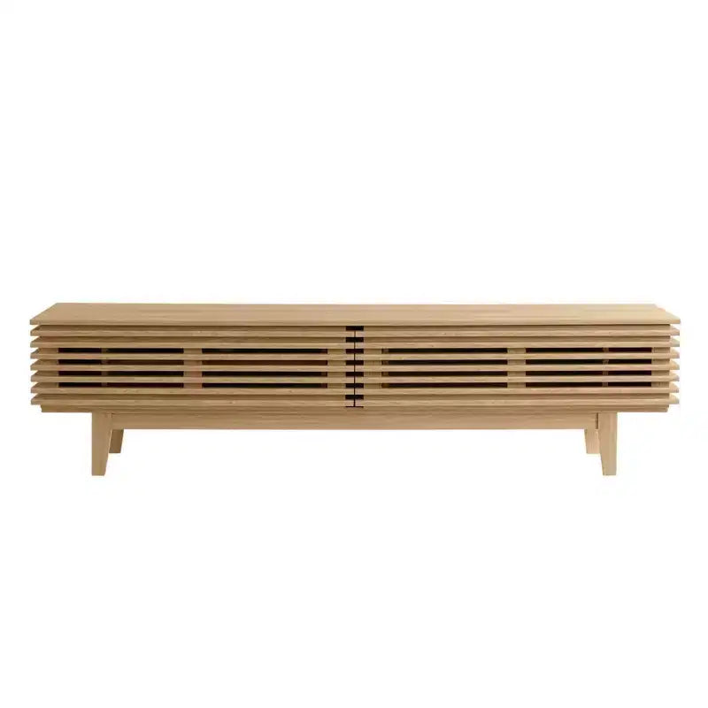 Meuble TV Render pour téléviseurs jusqu'à 80" Marron - Modway : Moderne du milieu du siècle, Étagères réglables, Gestion des câbles