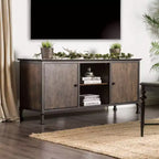 Meuble TV Kelson multi-rangements 24/7 Shop At Home pour TV jusqu'à 65 po : pieds en métal, gestion des câbles, étagères fixes