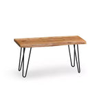 Banc de rangement en bois à bord droit avec pieds en épingle à cheveux de 91 cm et étagère murale avec patères en bois naturel - Alaterre Furniture